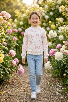 Кофта молочная в рубчик с розовыми бантиками Kiddo молочный 140 см