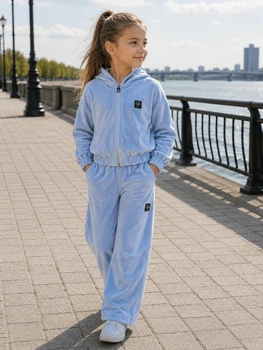 Костюм велюровий Velvet Palazzo Trend Kiddo голубой 146 см