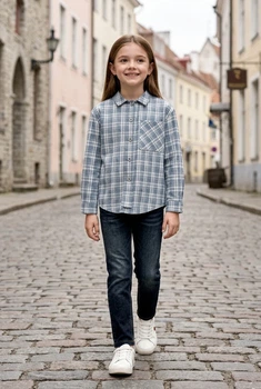 Сорочка для дівчинки в клітинку Kiddo Блакитний розмір 158 (KIDDO-EE2D5A6704C14007BAC359796482632A)
