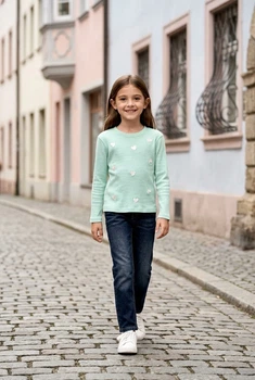 Кофта в рубчик с сердечками Kiddo 128 см