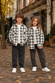 Сорочка тепла Casual Check Kiddo Чорно-біла клітинка 104 см