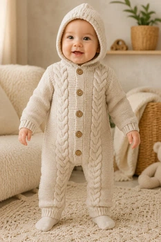 Комбинезон вязаный Little Cozy Kiddo молочный 74 см