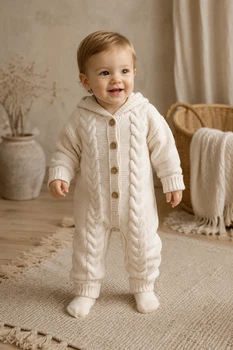 Комбинезон вязаный Little Cozy Kiddo бежевый 68 см
