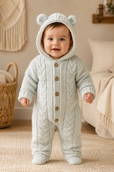 Комбинезон теплый вязаный Little Bear Kiddo мятный 74 см