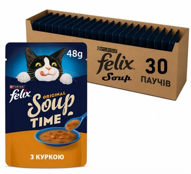 Вологий корм для котів Felix Soup з куркою (30х48г)