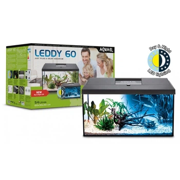 Акваріумний комплект Aquael LEDDY DAY & NIGHT з балкою, чорний, прямий (54 л)
