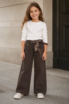 Джинси трендові Wide Leg «Heart» Kiddo Шоколад розмір 134 (KIDDO-9DB7BB28591C443F9A198942B7782D5A)