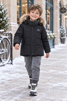 Куртка зимова з капюшоном і хутряною опушкою Kiddo Чорний розмір 110 (KIDDO-CAFC53E65AF34D85B23E8D7CFD6623BA)