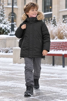 Зимова парка Urban з хутряним капюшоном Kiddo Чорний розмір 134 (KIDDO-7D551B07263C42BF8D46D824878728EC)