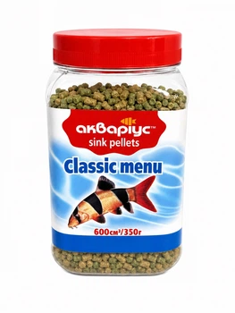 Корм для аквариумных рыб Аквариус Классическое меню, тонущие пеллеты (Classic menu sink pellets) - 600 мл (350г)