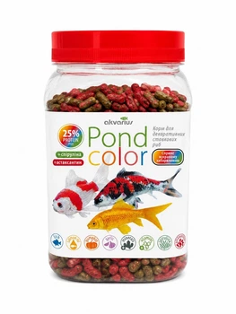 Корм для прудовых рыб Аквариус Понд Колор, стиксы (Pond Color) - 600 мл (140г)