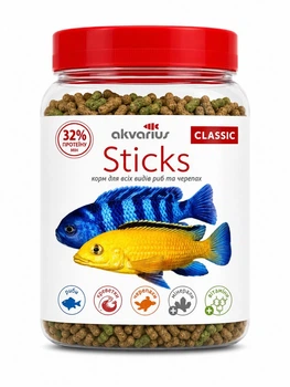 Корм для аквариумных рыб Аквариус Классическое меню, палочки (Classic menu sticks) - 600 мл (150 г)