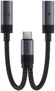 Аудіоадаптер Acefast J14 USB-C to 2xUSB-C 60W Black