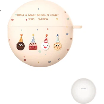 Защитный силиконовый чехол Smorss для наушников Huawei FreeBuds 7i, полностью закрывающий ударопрочный и пылезащитный чехол с мультяшным рисунком в виде печенья и ремешком.