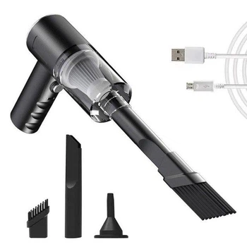 Портативний акумуляторний автомобільний пилосос 2 в 1 Vacuum Cleaner 120 Вт, USB Type-C, 3 насадки
