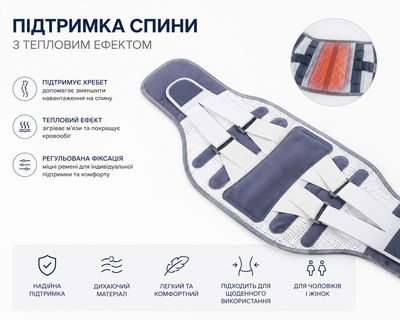 Ортопедичний корсет для спини та попереку Belt регульований підтримувальний, розміри M–XXL