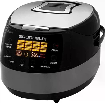 Мультиварка Grunhelm MC-16T чаша з ручками,16 програм (чорний) , 5 л, 860 Вт