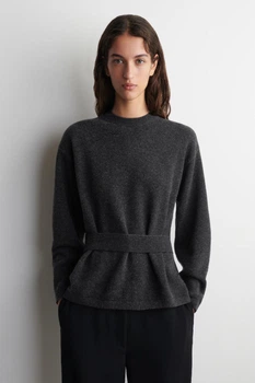 Джемпер жіночий COS belt-detail merino wool jumper 1317124002 XS Графітовий
