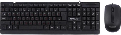 Дротовий комплект Maxxter KMS-CM-01-UA клавіатура + миша USB 1000 DPI з українською розкладкою Black(82229)