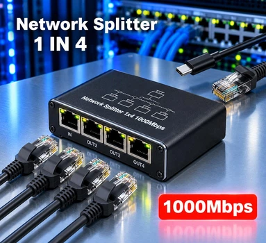 Разветвитель 1000Mb Rj45 1-4 для Интернета