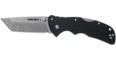 Ніж складаний Cold Steel Mini Recon 1 Tanto Point, замок Tri-Ad Lock, лезо Plain Stonewashed AUS-10A, руківя Black GRN, Тайвань, CS-27BAT