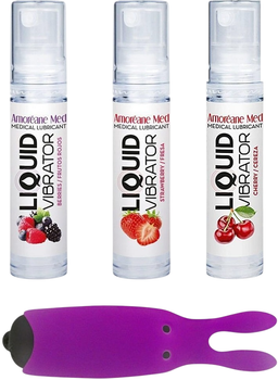Набор Adrien Lastic Виброшар Purple + Стимулирующий лубрикант Amoreane Med 10 мл х 3 шт (8433345000534)