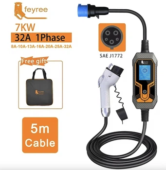 Зарядний пристрій для електромобіля Feyree EV Portable Type 1, 7 кВт, 32A, кабель 5 м,