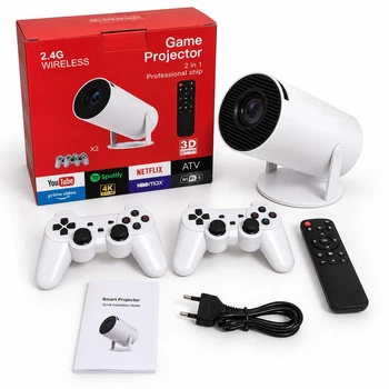 Портативний мініпроєктор з 2 бездротовими джойстиками та Smart TV