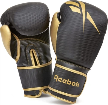 Боксерские перчатки Reebok Boxing Gloves черный, золотистый 14 унций (RSCB-11117GB-14)