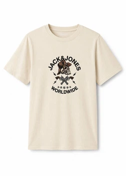 Футболка из хлопка Jack & Jones 12262491c64 L бежевая (100016222)