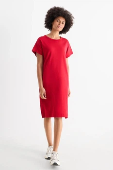 Платье-футболка из хлопка C&A 2235918c67 XXL красное (100015222)