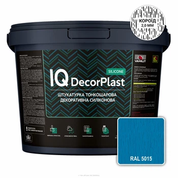 Силіконова декоративна штукатурка "Короїд" 2,0 мм, VAMIUT IQ DecorPlast SILICONE, RAL 5015 (Небесно-синій), 25 кг.