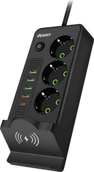 Мережевий фільтр-подовжувач Dyxon QL-1080 Magnetic 2.0 м 3 розетки 4 USB-A 1 USB-C (PD) Магнітна зарядка Black (DXN-QL1080-2M-B)