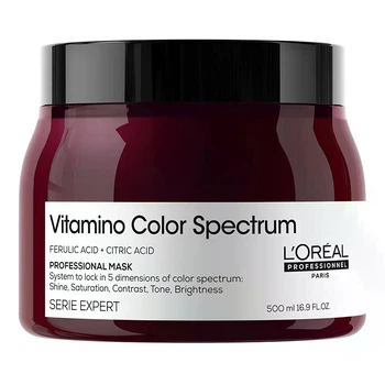 Професійна маска L'Oreal Professionnel для сяючого блиску та збереження 5 вимірів колірного спектру після фарбування волосся Vitamino Color Spectrum Mask 500 мл