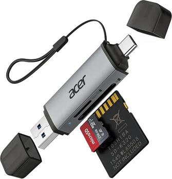 Кард-ридер Acer USB 3.0 + Type-C OTG 2 в 1, считыватель карт памяти SD MicroSD, адаптер для телефона, ноутбука и ПК