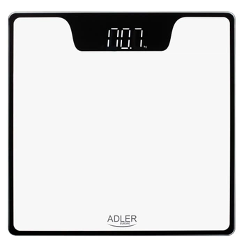 Белые напольные весы Adler AD 8174 White 180 кг — минималистичная стеклянная платформа
