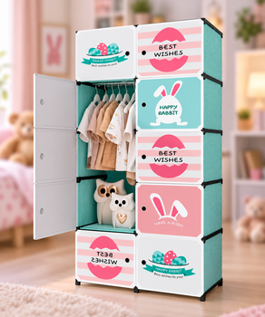 Шкаф детский пластиковый модульный 8 секций 82x29x124 см / Узкий сборный комод-органайзер для игрушек и вещей / Стеллаж для хранения