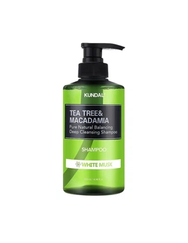 Шампунь з чайним деревом для жирної шкри голови Kundal Tea Tree & Macadamia Deep Cleansing Shampoo White Musk 500ml