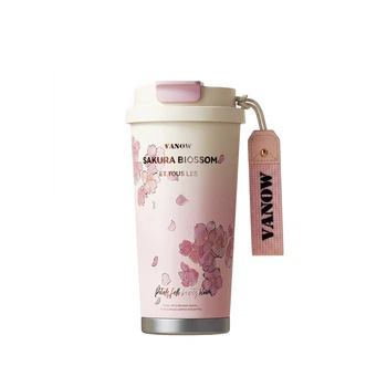 Кружка для кофе Vanow из чистого титана для женщин, стильная термокружка с двойной трубочкой для питья, высококачественная портативная автомобильная бутылка для воды для использования на открытом воздухе.