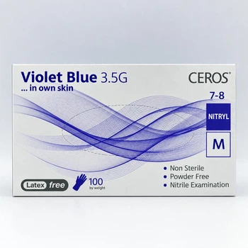 Перчатки Ceros Violet Blue нитриловые неопудренные размер M 100 шт фиолетовые (7602)