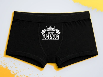 Мужские трусы-боксеры с принтом Summer Time Fun sun Лето Черный XXL