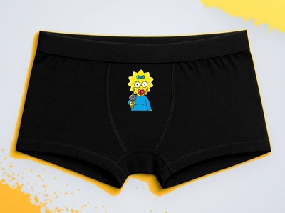 Мужские трусы-боксеры с принтом Мэгги Симпсон Maggie Simpson Руки вверх Черный XXL