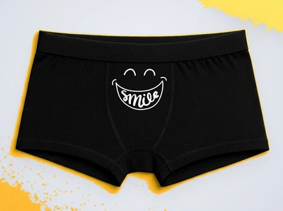 Мужские трусы-боксеры с принтом Smile Смайл Черный S