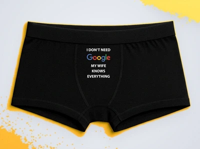 Мужские трусы-боксеры с принтом I don't need Google Черный S