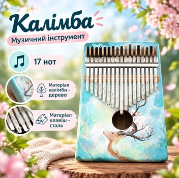 Калимба деревянная 17 нот музыкальный инструмент с 17 клавишами Небесный олень