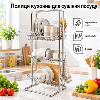 Полка кухонная для сушки посуды A-PLUS 3 яруса (1170)