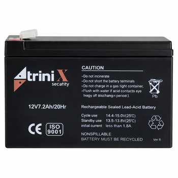 Аккумуляторная батарея Trinix AGM для резервного питания 12 В 7,2 Ач Black