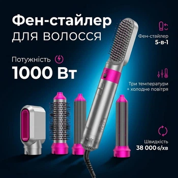 Фен-стайлер для волосся HOCO DAR41 5-в-1 1000 Вт з турмаліновою керамікою