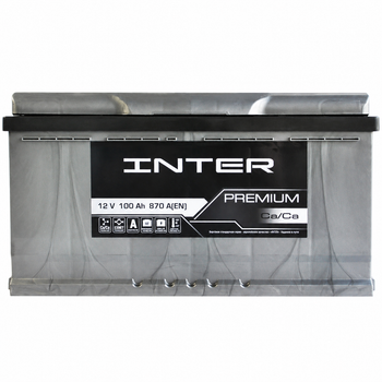 Автомобильный аккумулятор INTER Premium кальциевый (Ca/Ca) 100Ah 870A R+ (L5)