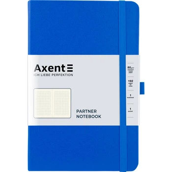 Блокнот AXENT 125*195мм 96арк. Partner блакитний, на гумці, крем. папір (клітинка) /8201-07-A/
